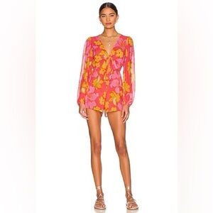 Beach Riot Lori Romper In Hula Hibiscus Size Medium